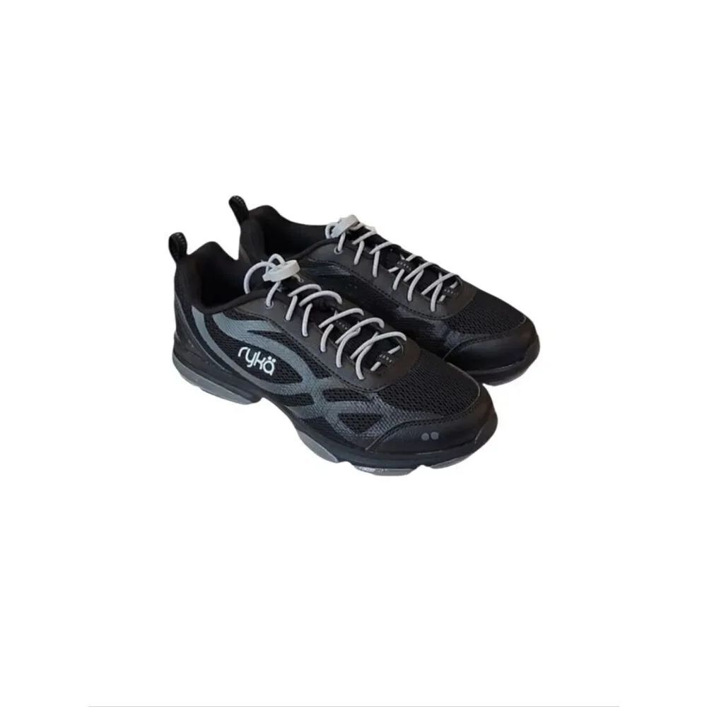 Ryka Devotion XT Black Bungee Cord OrthoLite Footbed Athletic Sneakers Size 6W